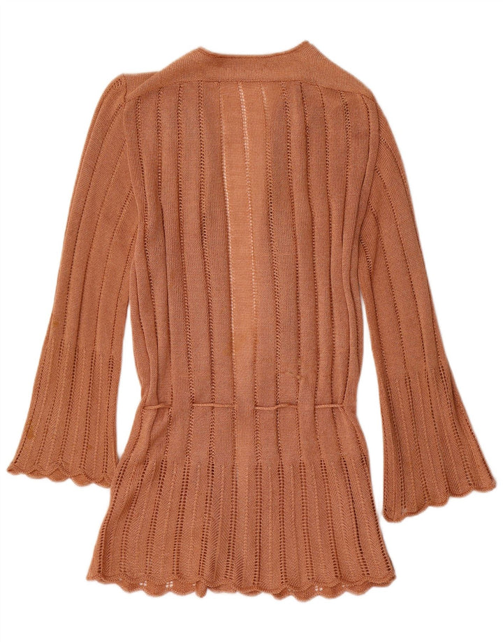 Maglione cardigan avvolgente da donna vintage IT 44 acrilico marrone medio