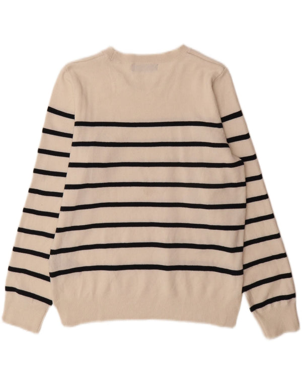Maglione maglione con scollo a barca da donna Marks & Spencer UK 12 a righe bianche medie