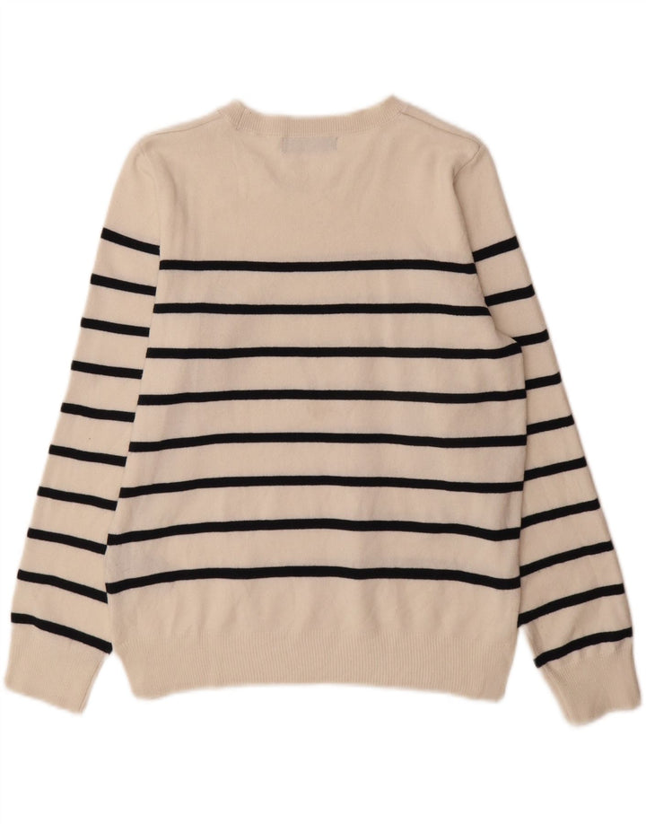 Maglione maglione con scollo a barca da donna Marks & Spencer UK 12 a righe bianche medie