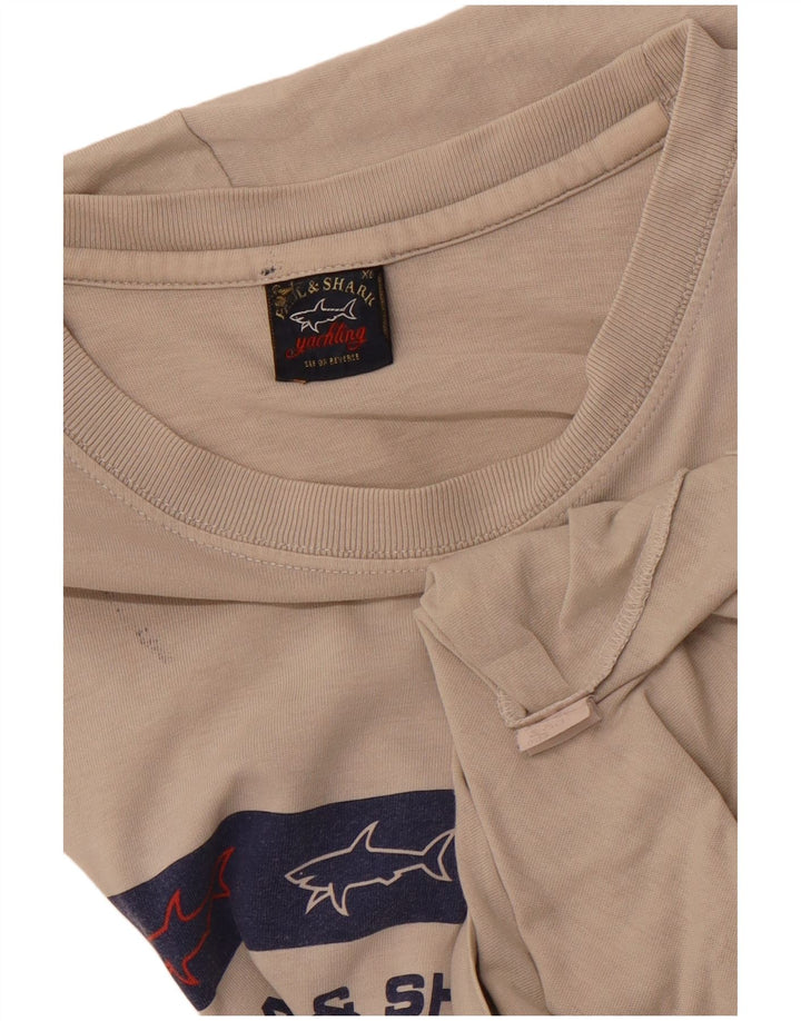 PAUL & SHARK T-shirt grafica da uomo Yachting Top XL in cotone beige