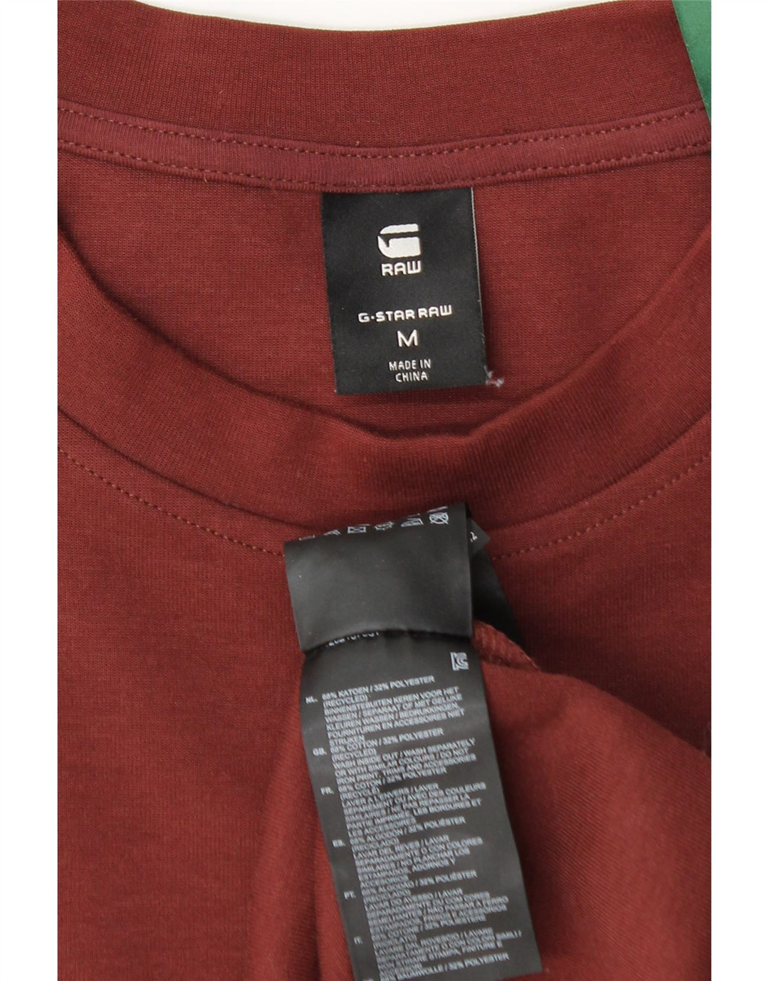 G-STAR Top da uomo a maniche lunghe in cotone bordeaux medio