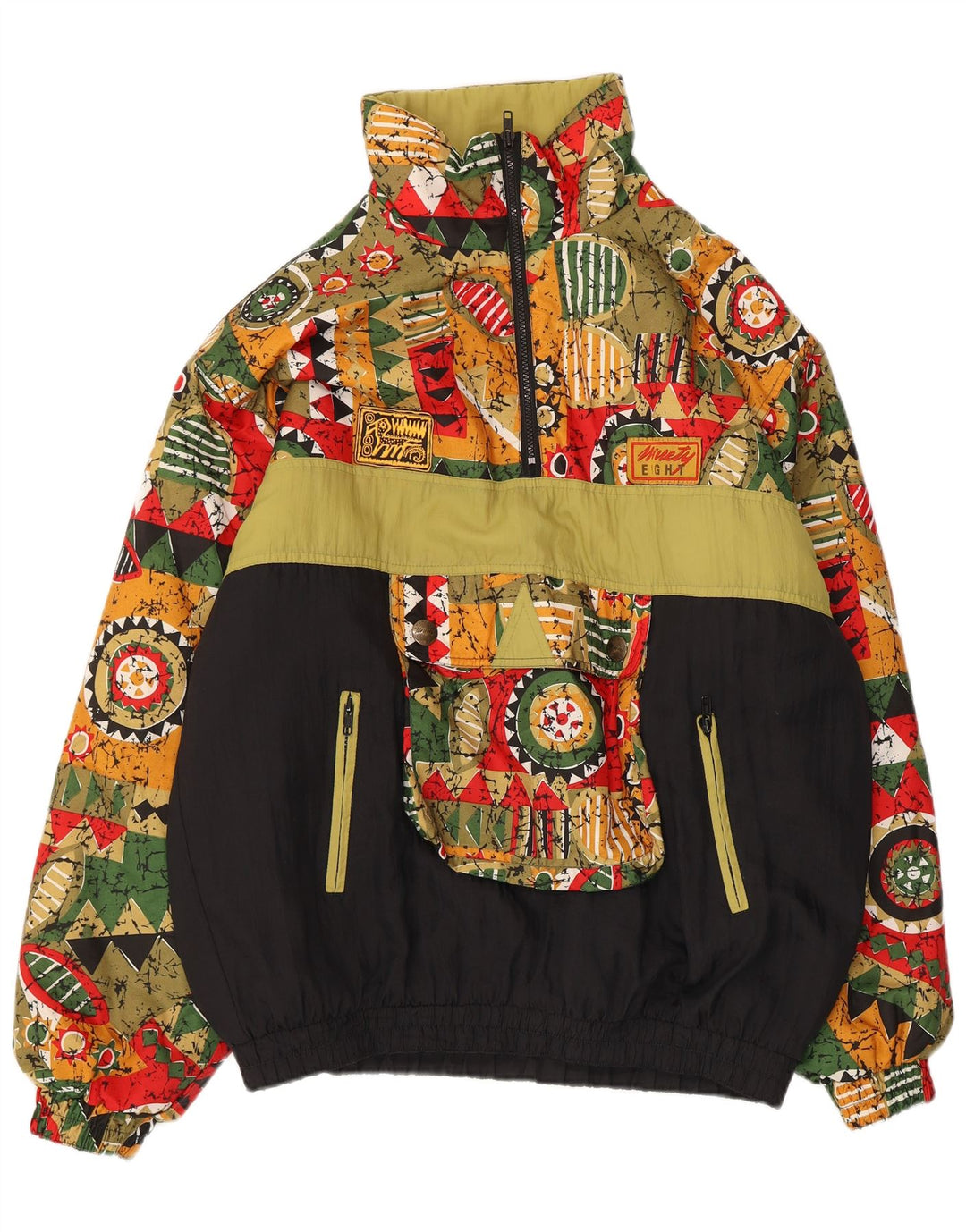 Giacca anorak con cappuccio da donna Ninety Eight UK 18 XL multicolore geometrica