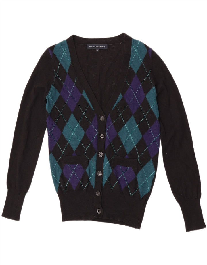 Maglione cardigan da donna French Connection UK 14 Medio Nero Argyle/Diamante