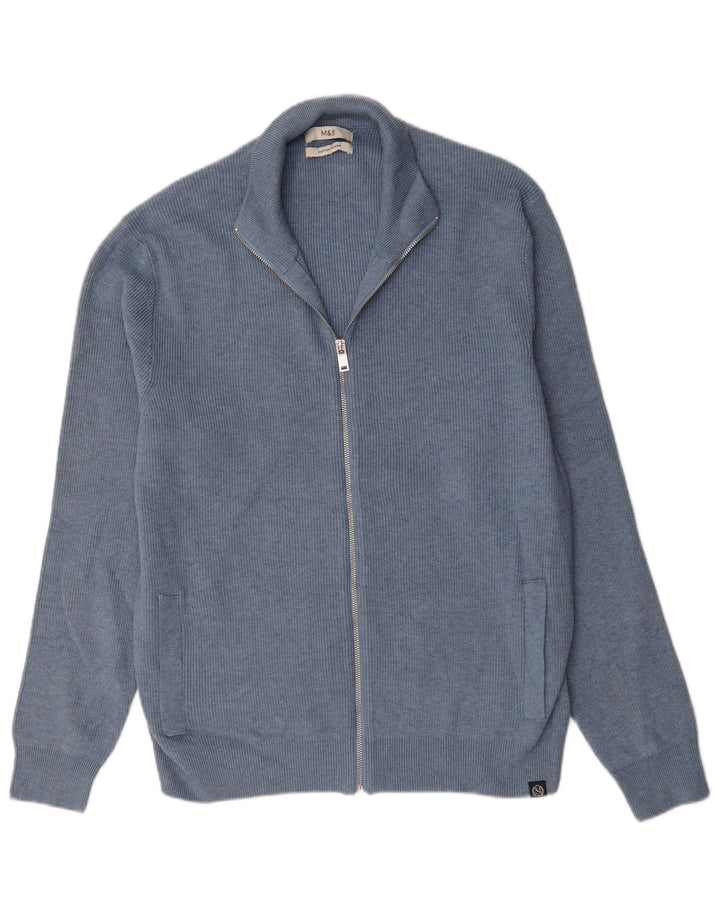 Maglione cardigan da uomo Marks & Spencer grande cotone blu