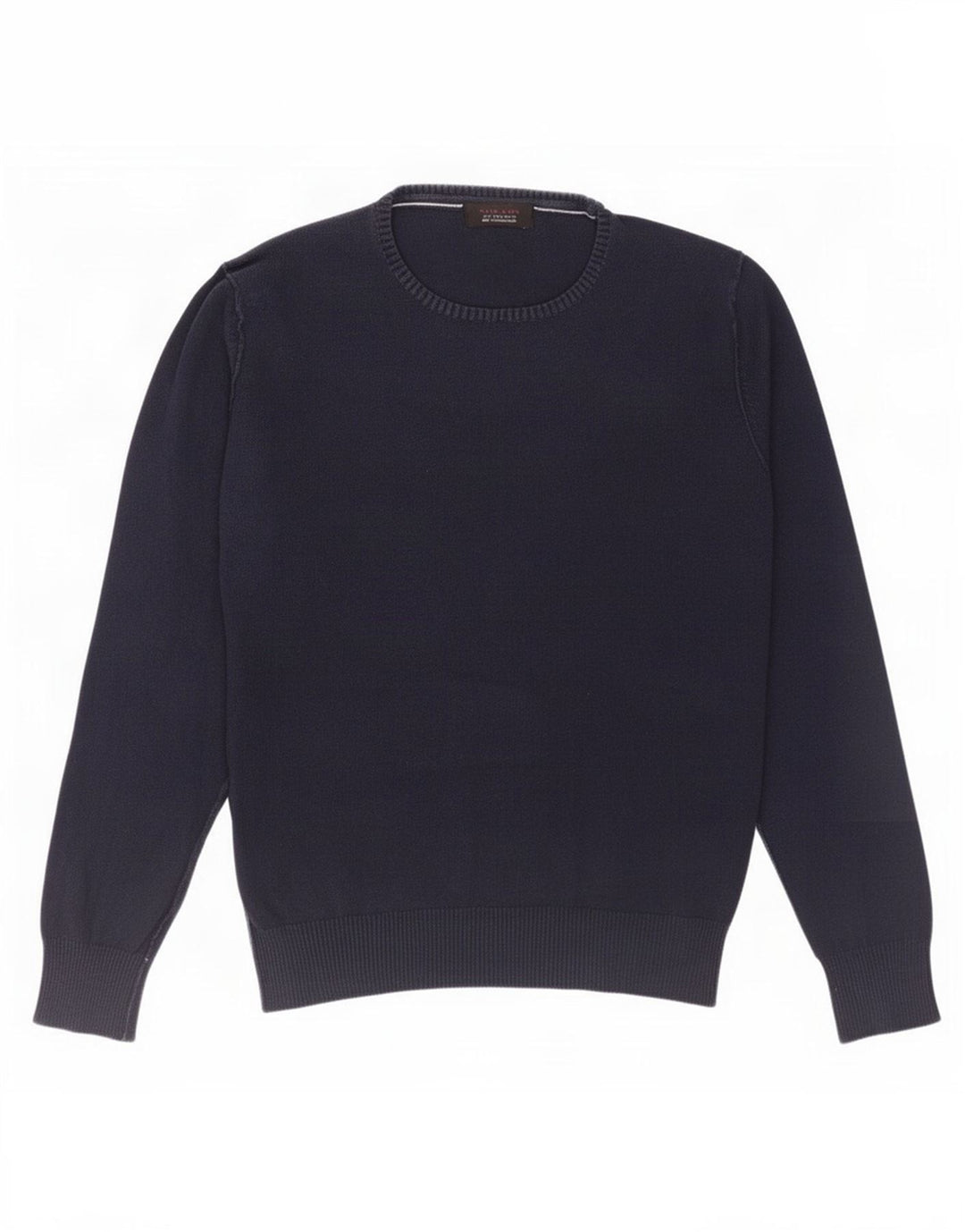 Maglione maglione girocollo da uomo Zara in cotone blu navy medio