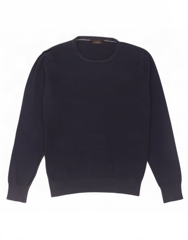 Maglione maglione girocollo da uomo Zara in cotone blu navy medio