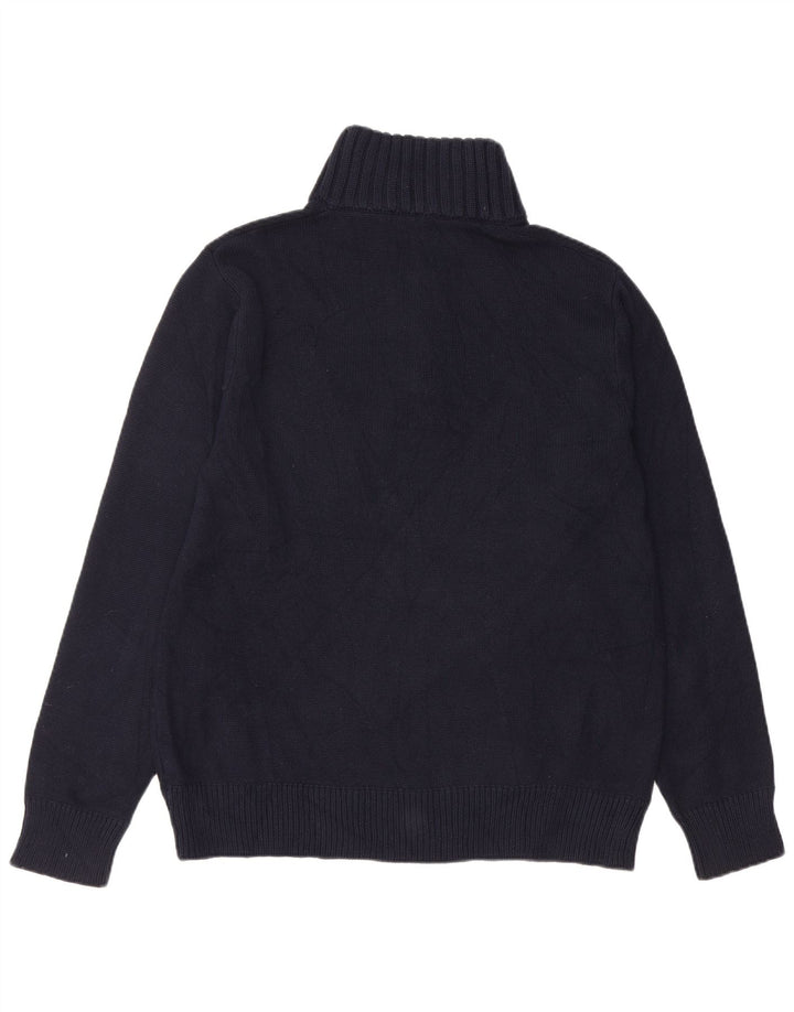 J. CREW Maglione da uomo con zip e collo grande in cotone blu navy