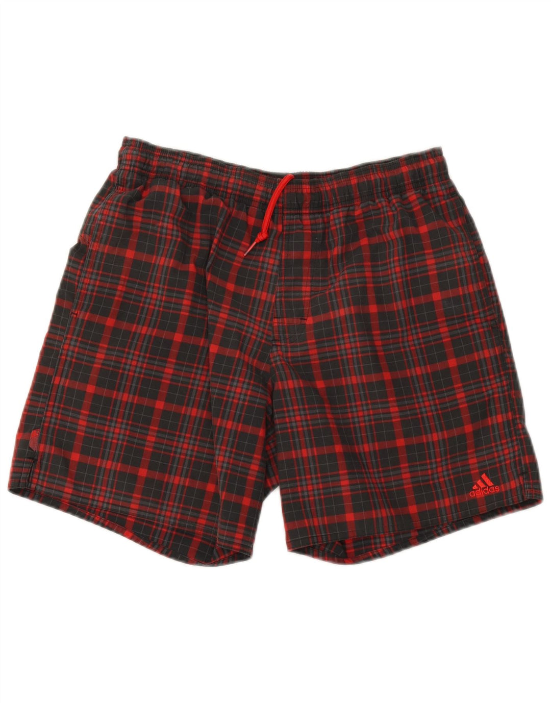 Pantaloncini sportivi da uomo Adidas piccoli in poliestere a quadri rossi