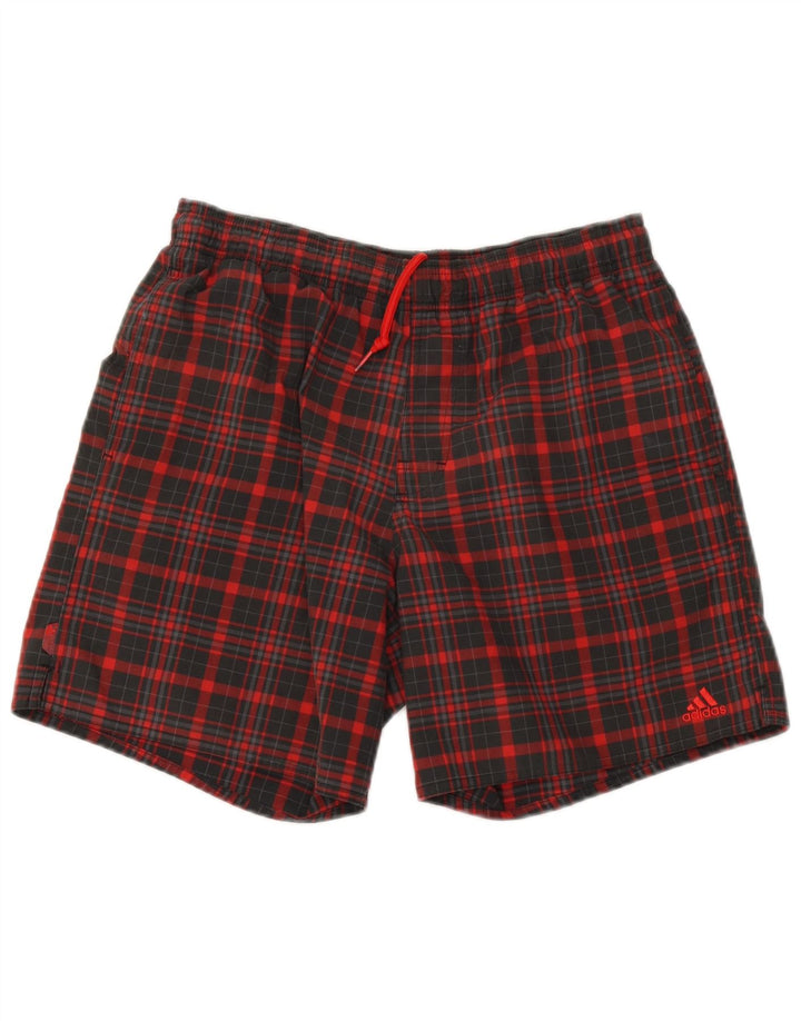 Pantaloncini sportivi da uomo Adidas piccoli in poliestere a quadri rossi