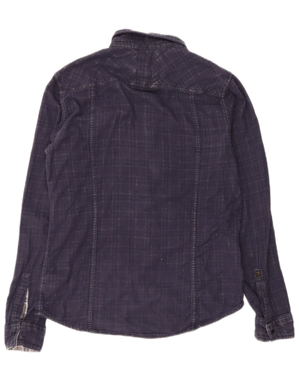 Camicia da uomo Guess taglia 36 piccola in cotone a quadri blu navy