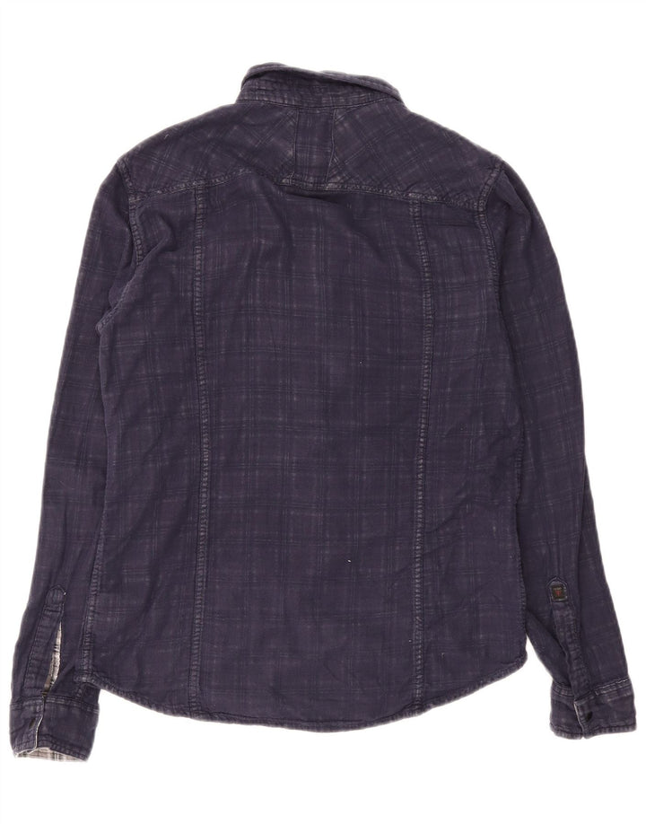 Camicia da uomo Guess taglia 36 piccola in cotone a quadri blu navy