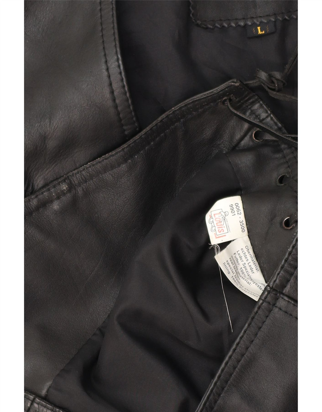 LOUIS Mens Leather Waistcoat Large Black Leather