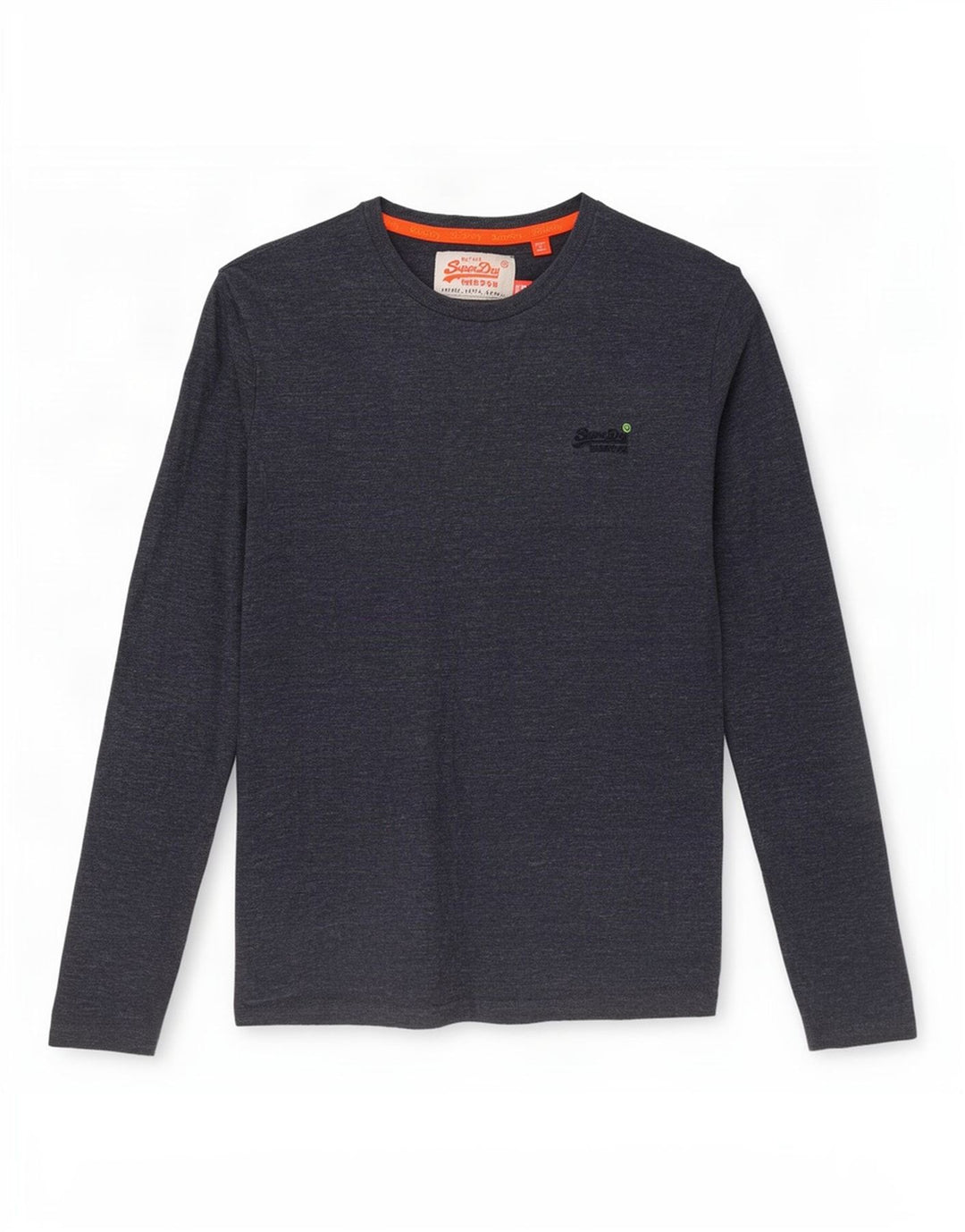 Top da uomo Superdry a maniche lunghe in cotone screziato blu navy
