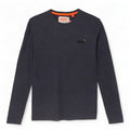 Top da uomo Superdry a maniche lunghe in cotone screziato blu navy