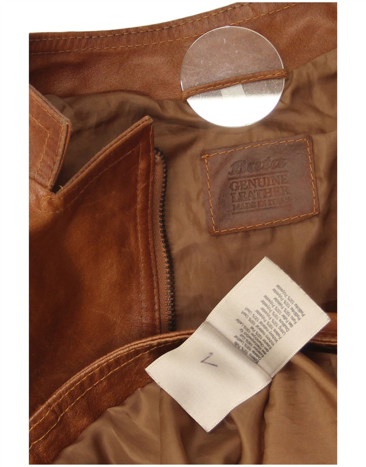 Giacca da motociclista in pelle da donna Bata UK 14 grande marrone