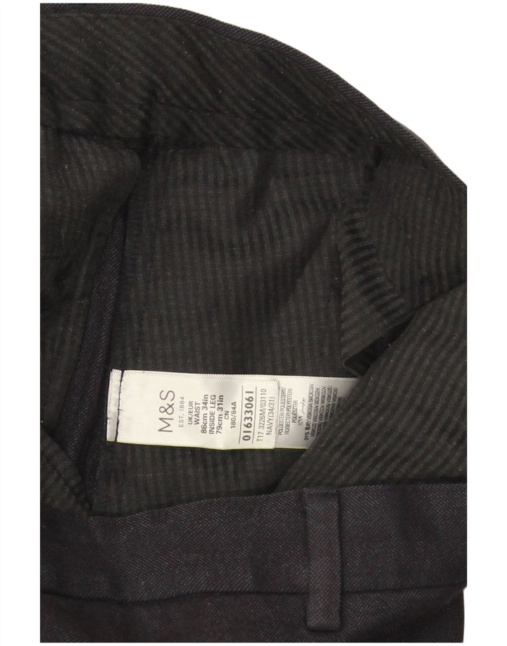 Pantaloni casual da uomo Marks & Spencer vestibilità regolare W34 L31 Blu Navy