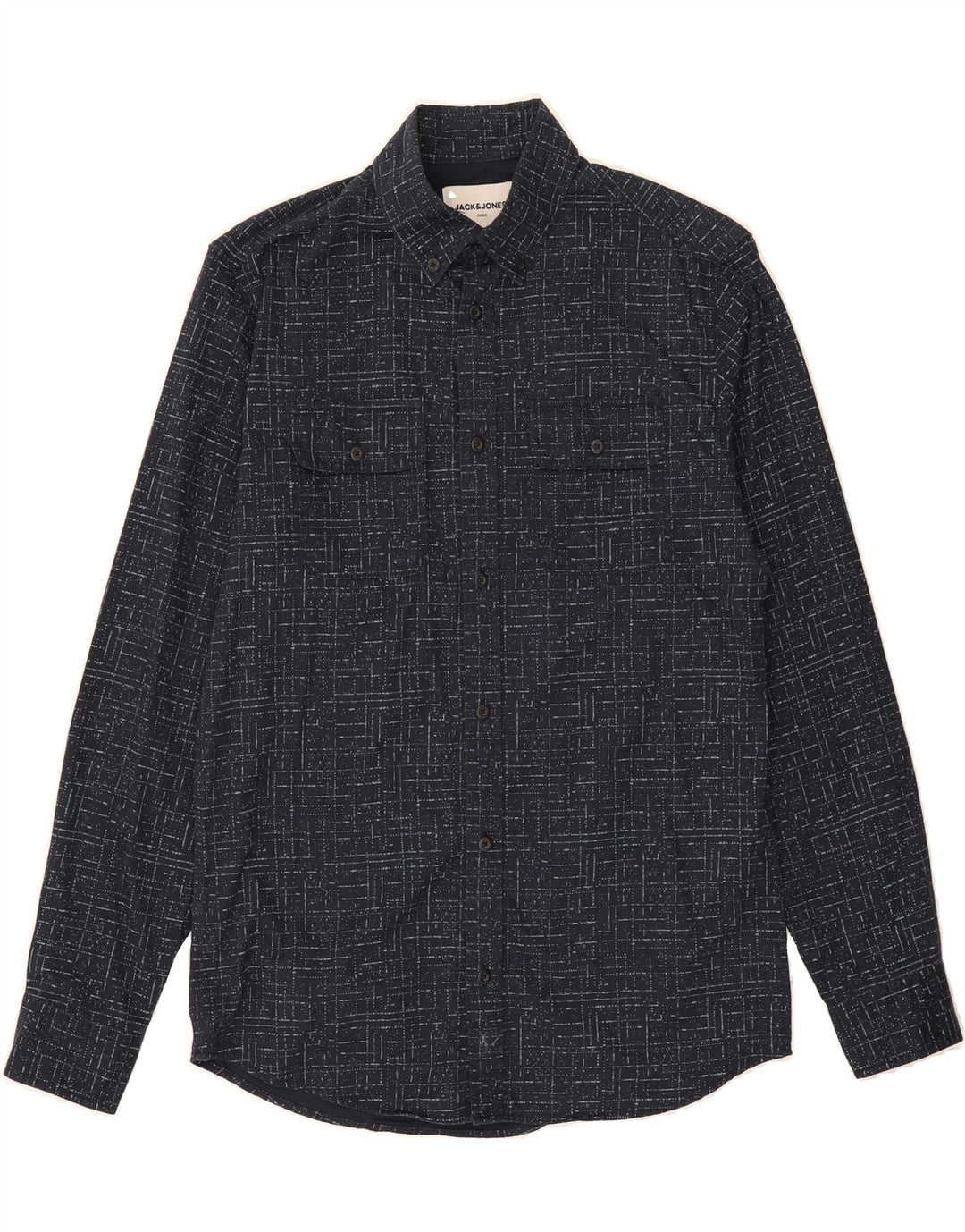 JACK & JONES Mens Slim Fit Shirt Small Navy Blue Check Cotton Vintage Jack & Jones and Second-Hand Jack & Jones from Messina Hembry 