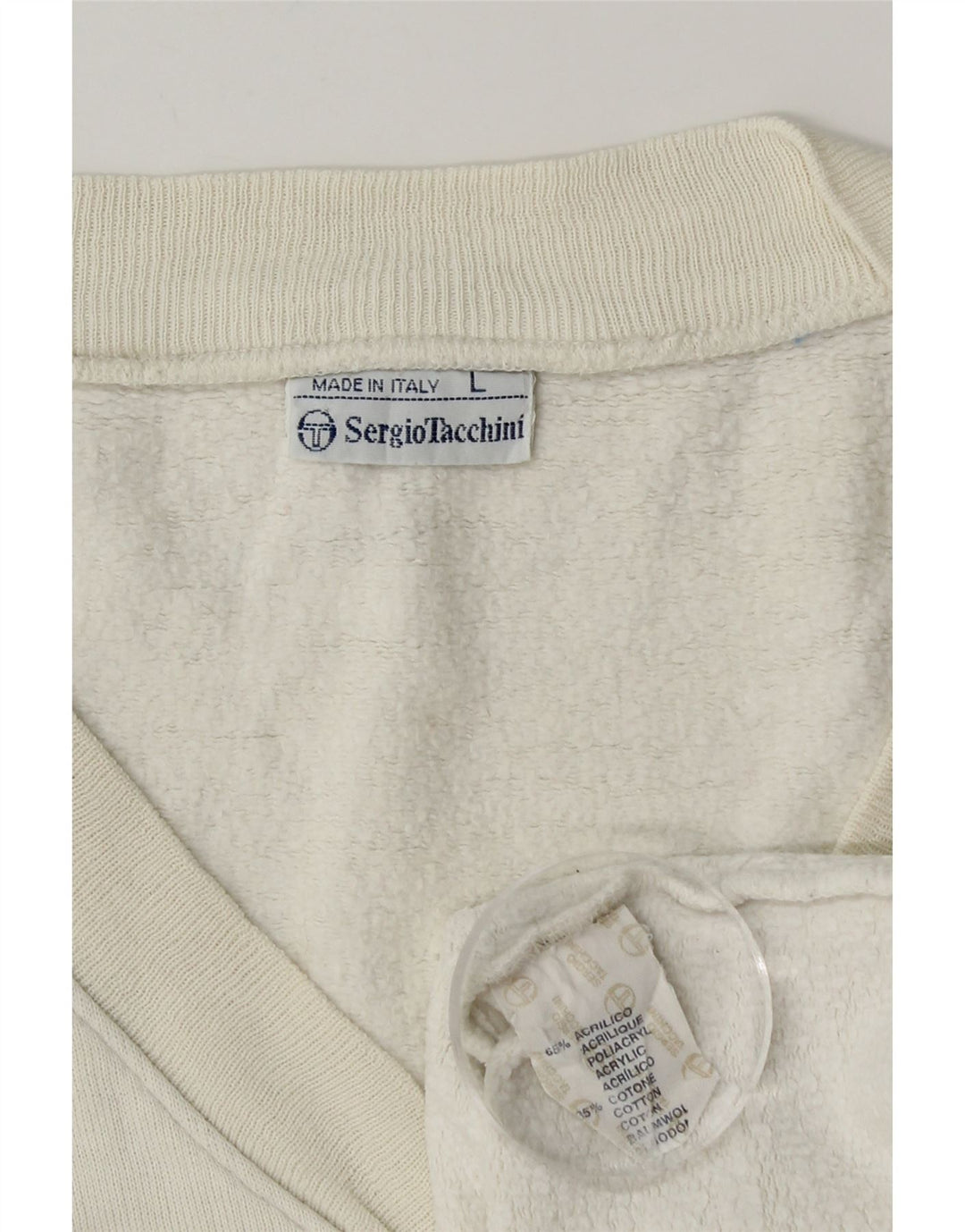 Sergio Tacchini Felpa senza maniche da uomo Maglione Large White Colourblock