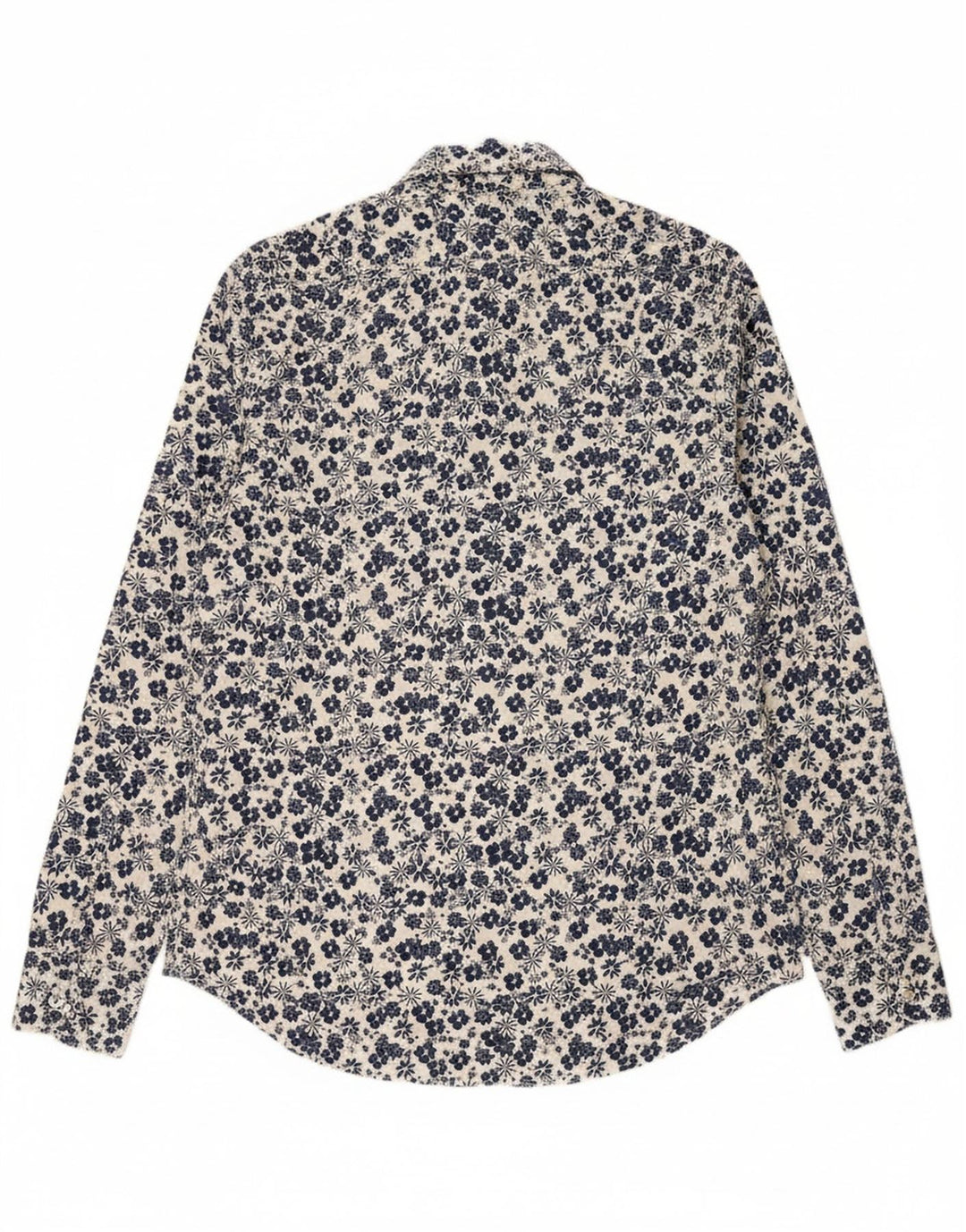 MASSIMO DUTTI Mens Shirt Small Blue Floral Cotton