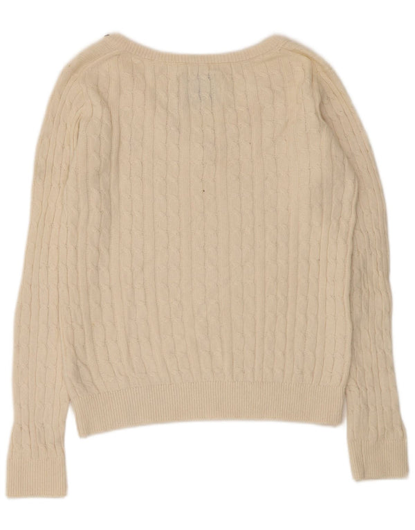 Maglione maglione con scollo a V da donna Jack Wills UK 10 piccolo cotone beige