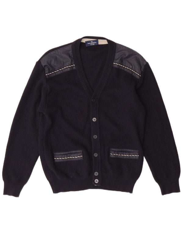 Maglione cardigan da donna Malagrida UK 14 Lana blu navy medio