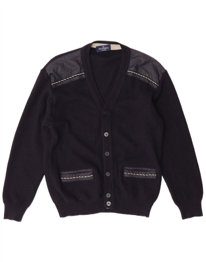 Maglione cardigan da donna Malagrida UK 14 Lana blu navy medio