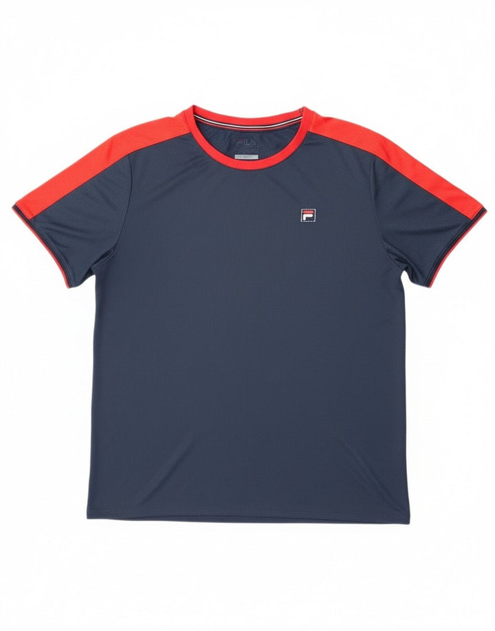 T-shirt Fila da uomo Top 2XL Poliestere color block blu navy