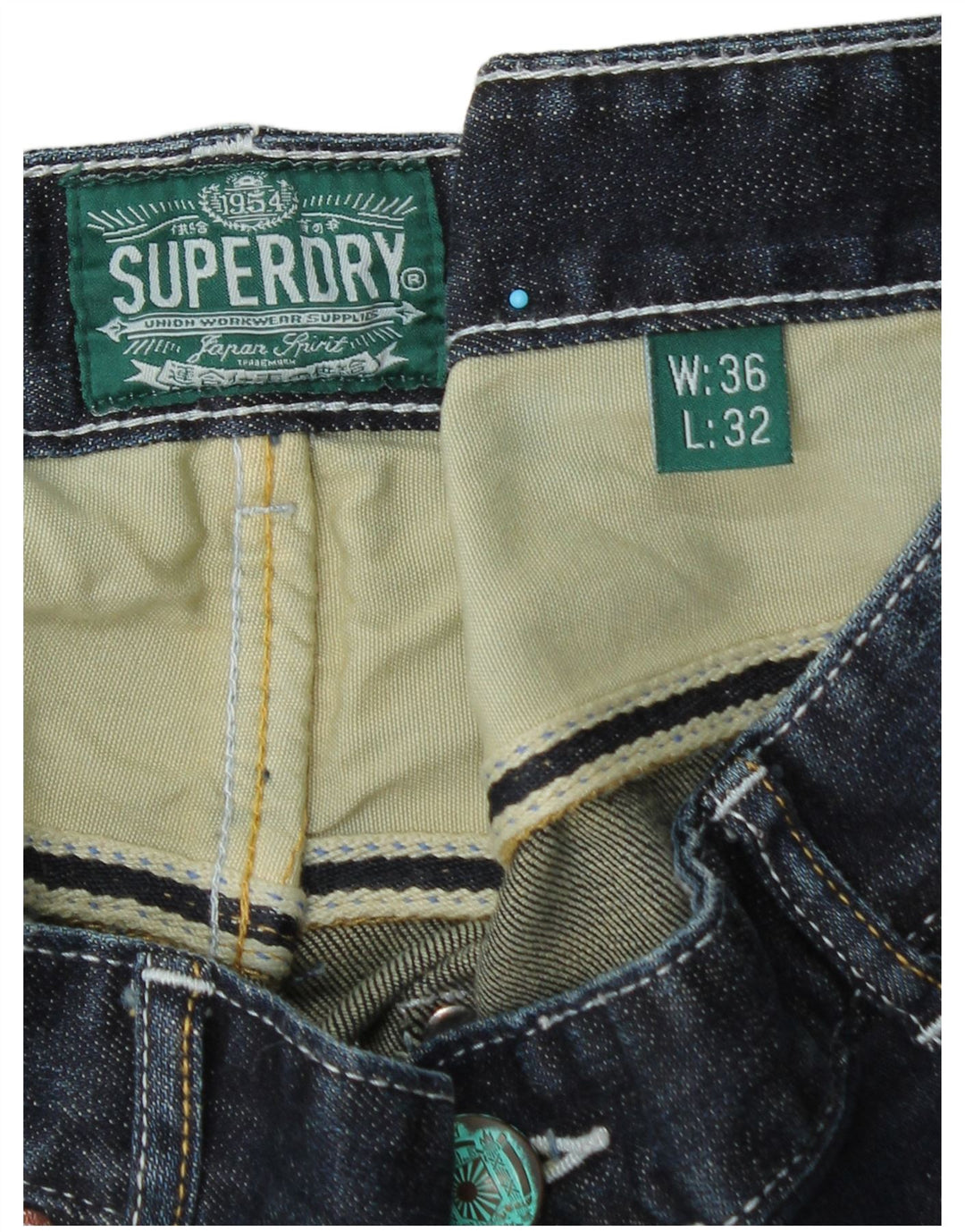 Jeans dritti da uomo Superdry W36 L32 cotone blu