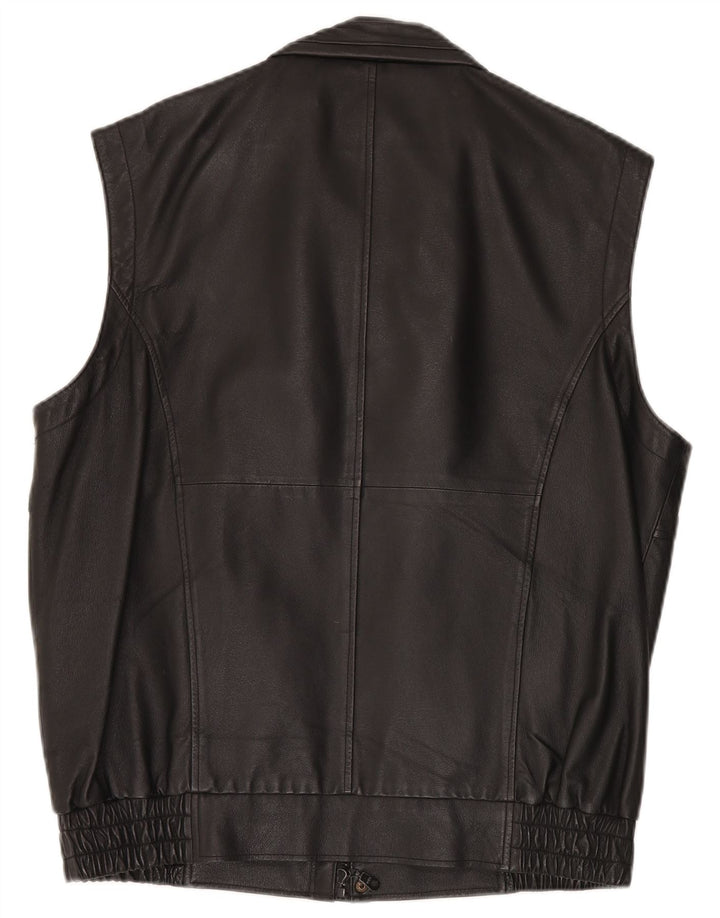 Gilet in pelle da uomo vintage IT 52 XL in pelle nera