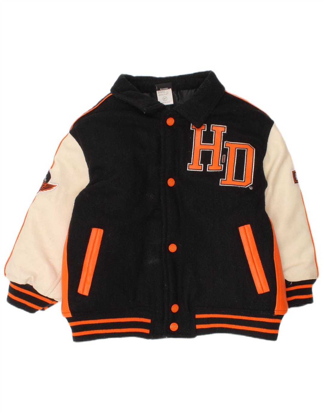 Giacca college grafica per ragazzi Harley Davidson 3-4 anni color block blu navy