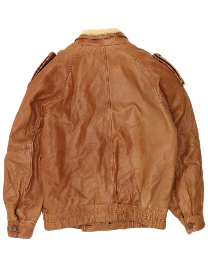 Giacca doppiopetto militare vintage da uomo UK 40 grande in pelle beige