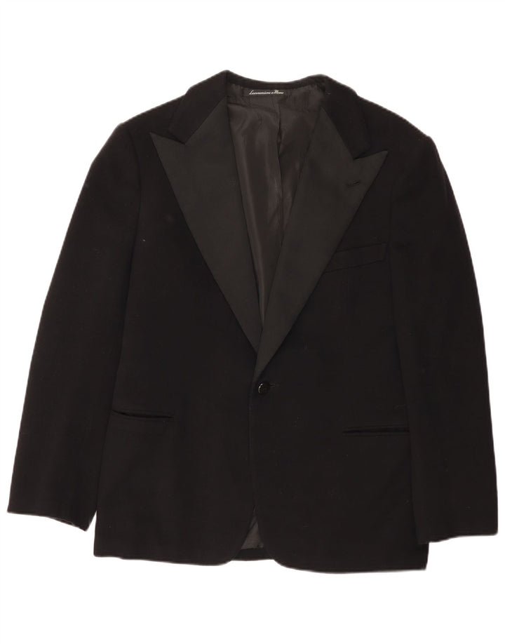 Giacca blazer vintage da uomo a 1 bottone UK 36 piccola nera