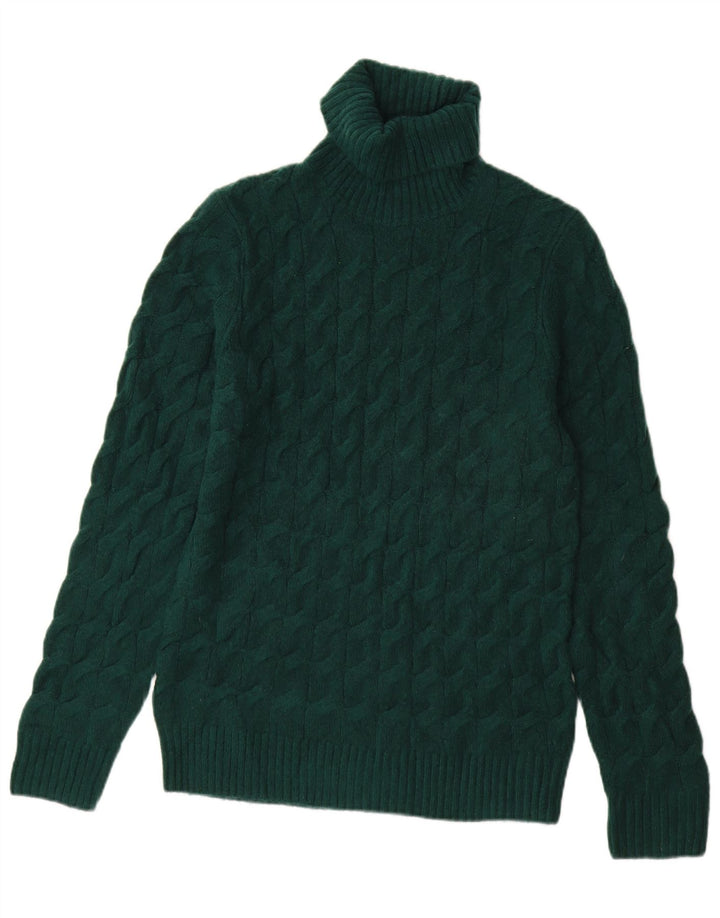 MARKS & SPENCER Maglione maglione a collo alto da donna UK 10 Piccolo acrilico verde
