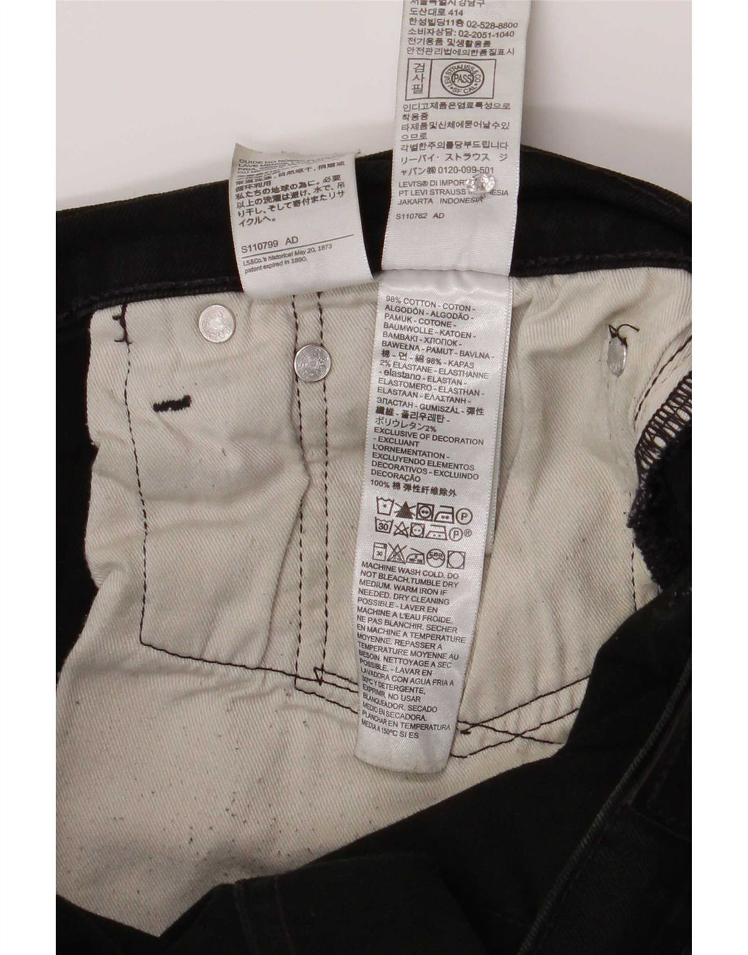 Levi's Uomo 512 Jeans slim affusolati W36 L32 Cotone Nero