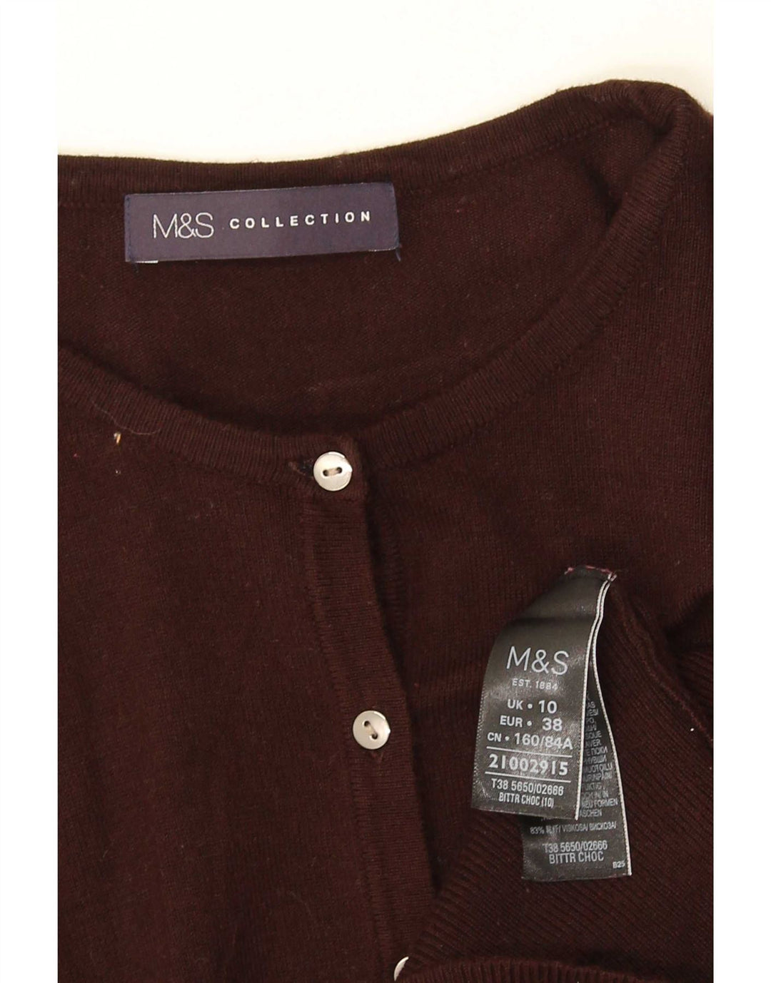 Maglione cardigan da donna Marks & Spencer UK 10 piccolo viscosa marrone