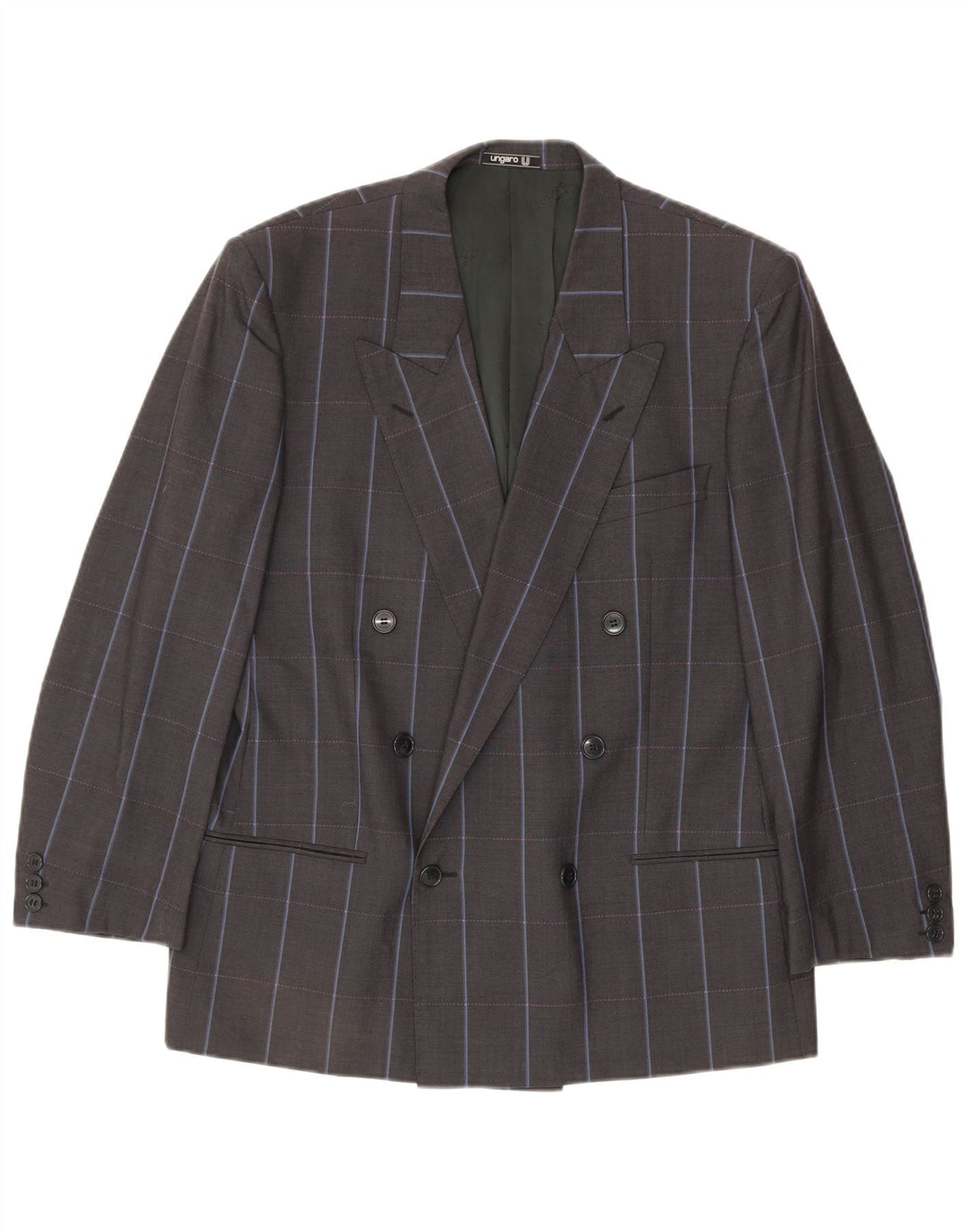 Giacca Blazer Doppiopetto Uomo Ungaro IT 50 Large Grigio Gessato