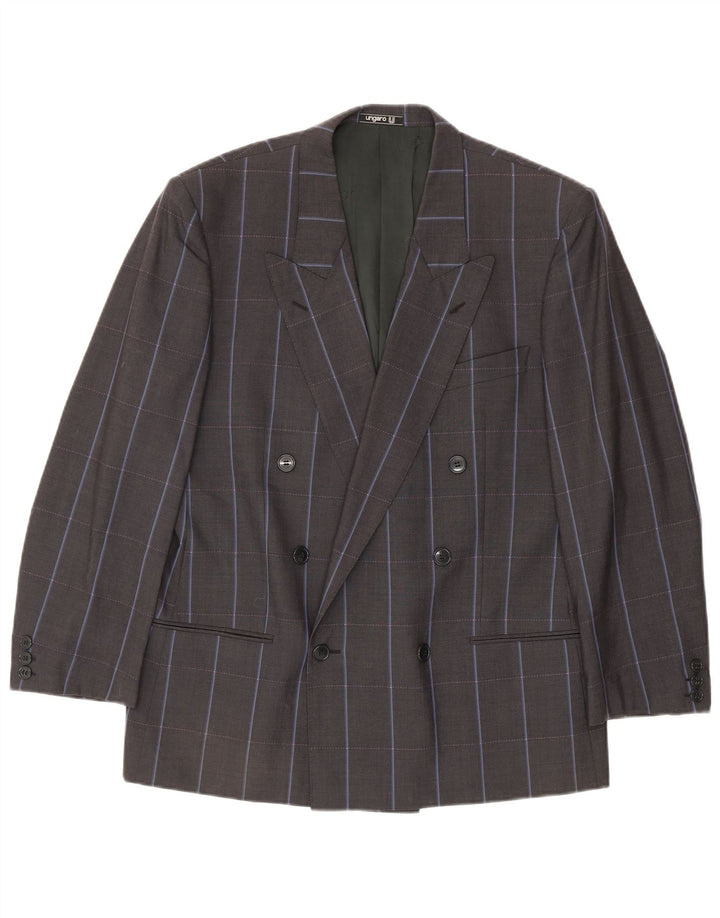 Giacca Blazer Doppiopetto Uomo Ungaro IT 50 Large Grigio Gessato