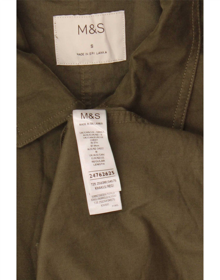 Camicia overshirt da uomo Marks & Spencer piccola in cotone kaki