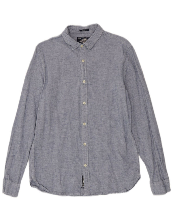 Camicia da uomo Regular Fit Superdry Large in cotone blu