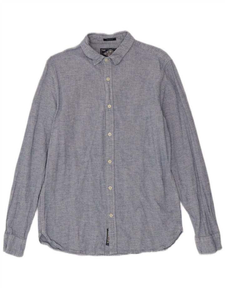 Camicia da uomo Regular Fit Superdry Large in cotone blu