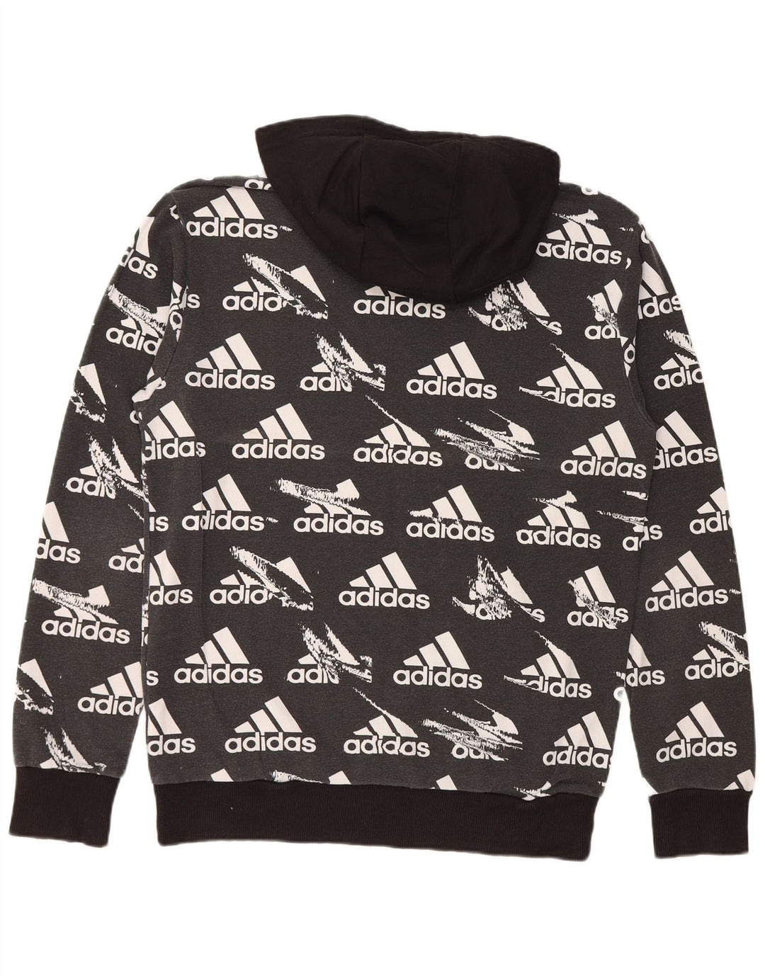 ADIDAS Mens Graphic Hoodie Jumper Medium Black Cotton