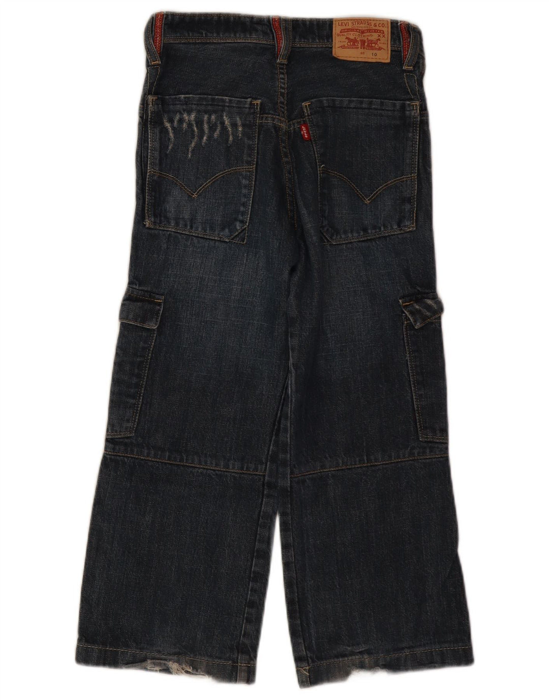 Levi's Ragazzi Jeans cargo a gamba larga effetto invecchiato 9-10 anni W24 L20 Blu