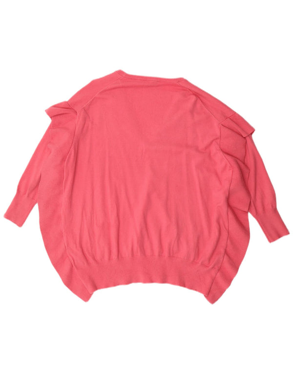 Maglione oversize con scollo a V e maniche a 3/4 da donna Zara UK 14 Rosa medio