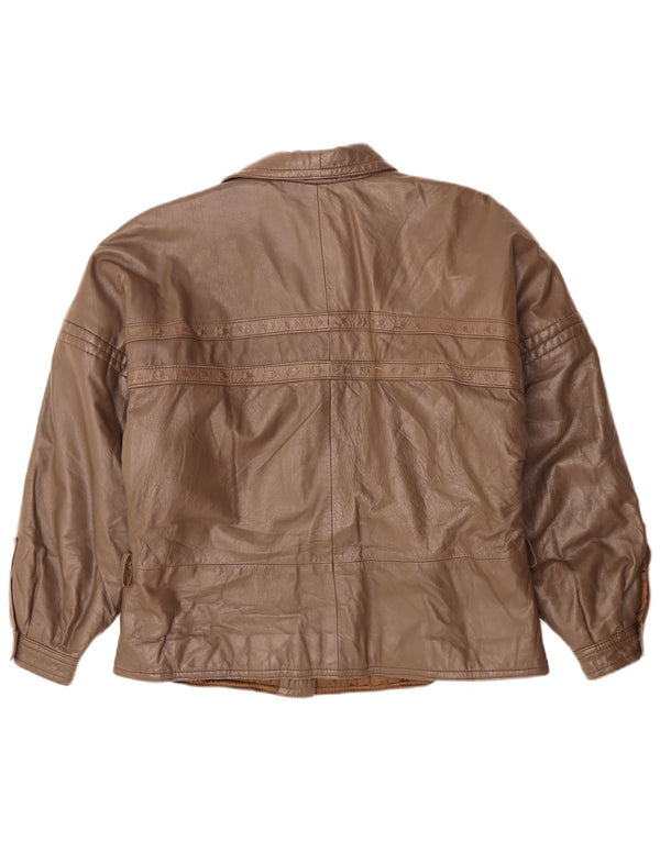 Giacca in pelle da donna VINTAGE UK 18 XL Marrone