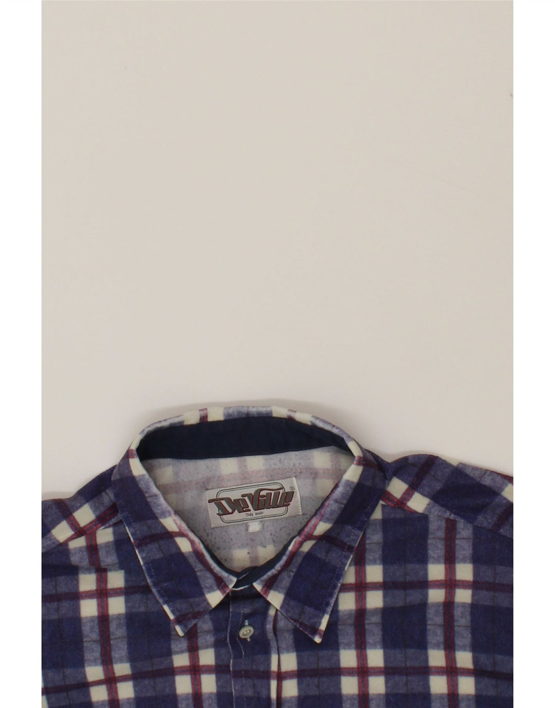 DE VILLE Mens Shirt 2XL Blue Check Cotton Vintage De Ville and Second-Hand De Ville from Messina Hembry 