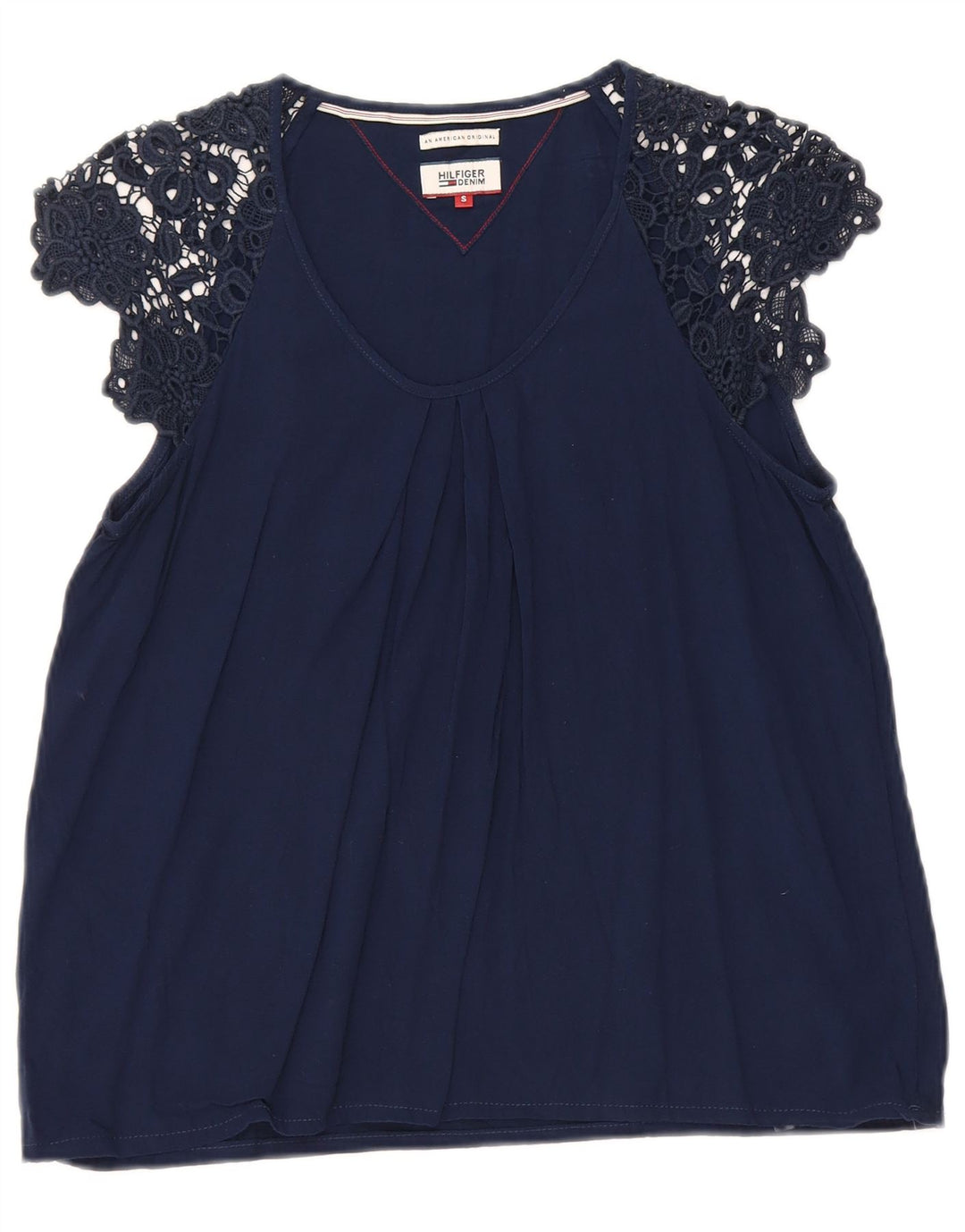 Camicetta da donna Tommy Hilfiger Top UK 10 Small viscosa blu navy