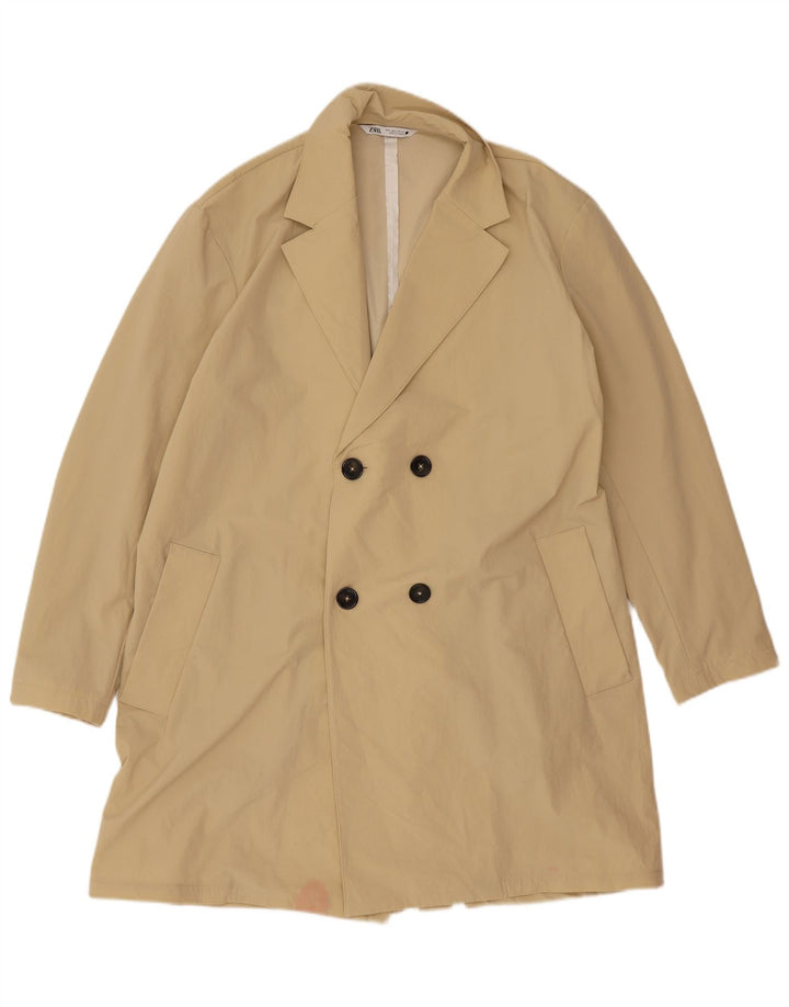 Cappotto doppiopetto da uomo Zara UK 40 Large Beige in poliammide