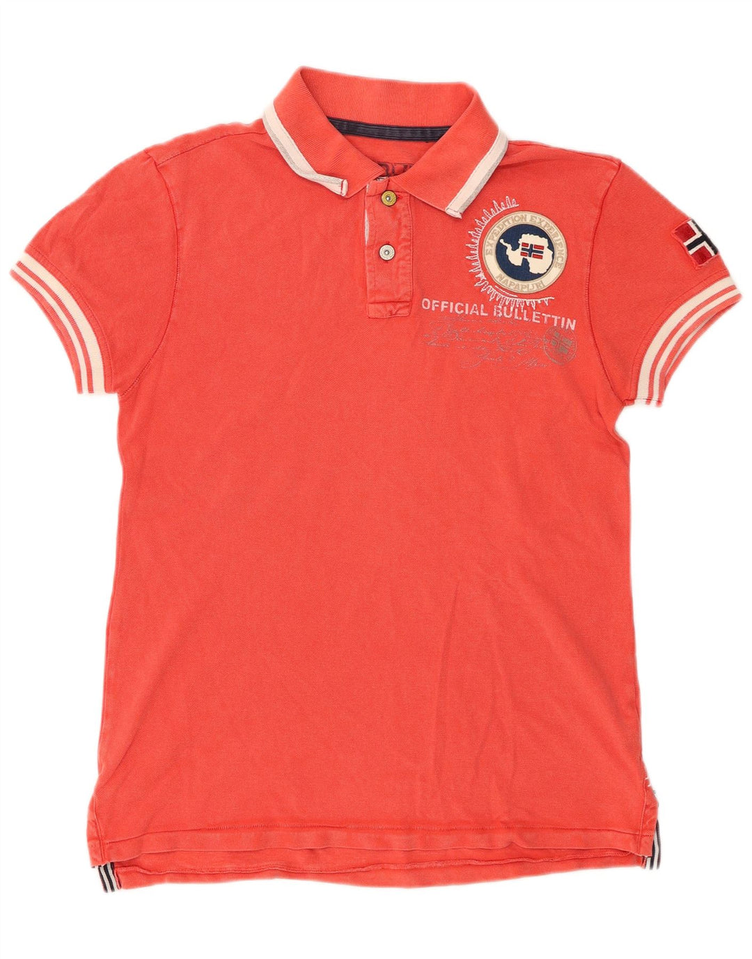 Polo da uomo con grafica geografica NAPAPIJRI piccola in cotone rosso