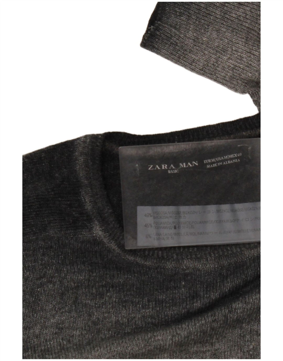 Maglione ZARA da uomo girocollo in viscosa mélange grigio medio