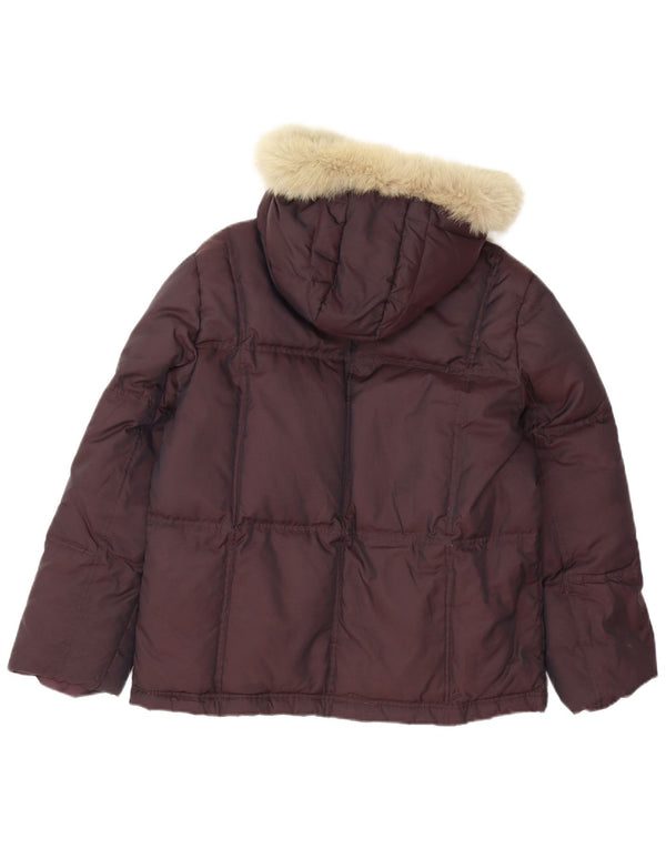 Fila Womens Hooded Padded Jacket IT 46/48 Large Brown Polyamide
